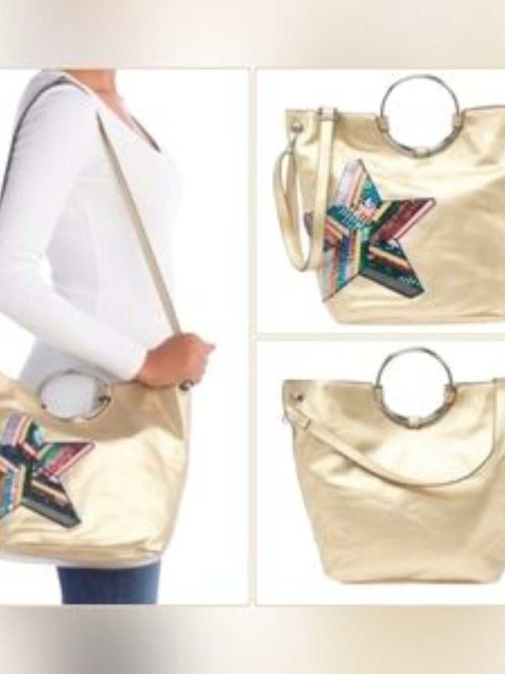 NWT Gold Purse with Sequined Multicolor Star - Y2K Vibe